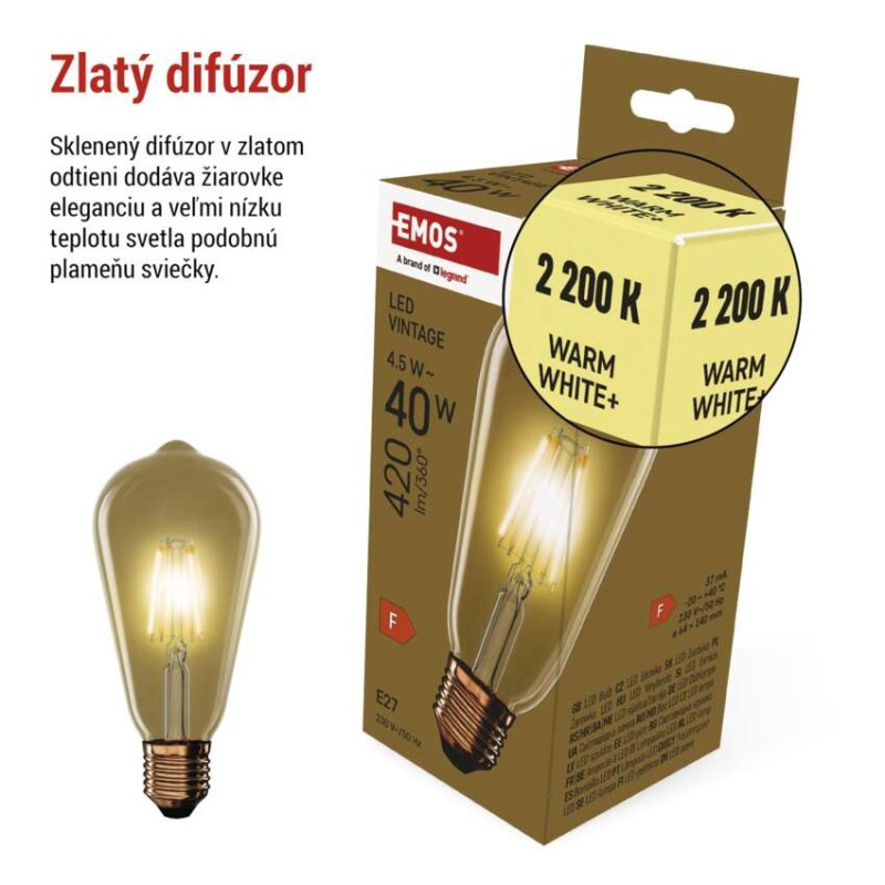 LED žiarovka Vintage ST64 / E27 / 4,5 W (40 W) / 420 lm / Teplá biela 2