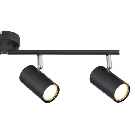 Stropné svietidlo, kov čierny matný, chróm, otočné/výklopné, DxŠxV: 600x80x145mm, bez žiaroviek 4xGU 5