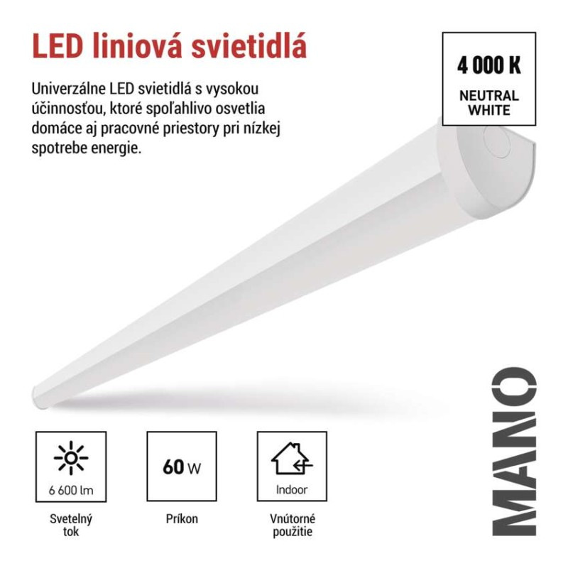 LED liniové svietidlo MANO 60W, neutrálna biela 1