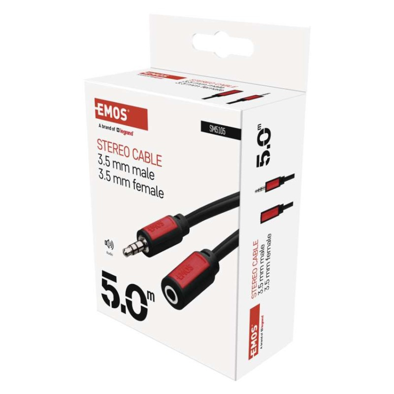 JACK kábel 3,5mm stereo, vidlica - 3,5mm zásuvka 5m 2