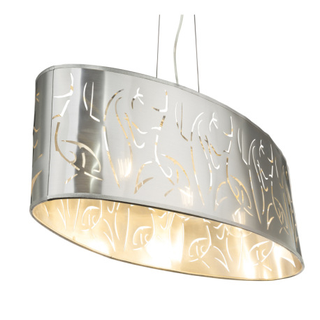 Závesné svietidlo, kov nikel matný, plast stieborný, tienidlo s dekoratívnym dierovaním, DxŠxV:650x2 12