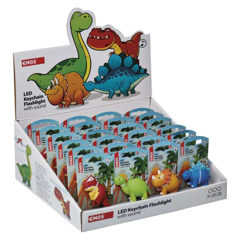 LED kľúčenka – dinosaurus na 3× LR54, 24 ks, display box 1