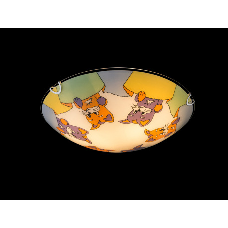 Stropné svietidlo, biela, viacfarebné sklo s detským vzorom, Ø 300, V: 65, bez žiaroviek 2xE27, max. 7