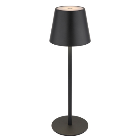 Stolová lampa, kov/plast čierny/biely, dotyk. zap/vyp/stmievanie, USB-A 2.0 - USB-C; aku CR18650 180 1