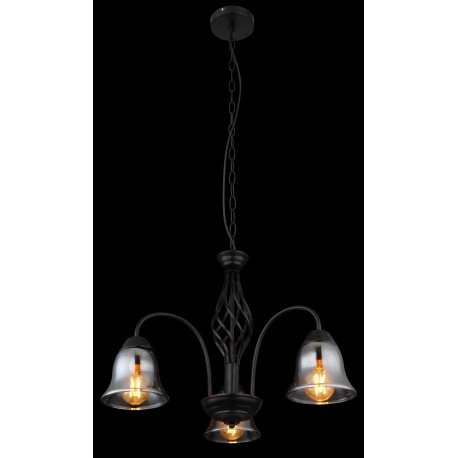 Závesné svietidlo, kov čierny matný, dymové sklo, kábel PVC čierny, ø:555mm, V: 1300mm, bez žiarovie 2