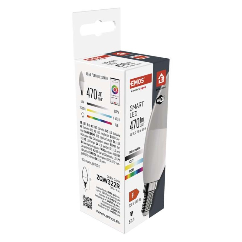 LED žiarovka GoSmart sviečka / E14 / 4,8 W (40 W) / 470 lm / RGB / stmievateľná / WiFi 11