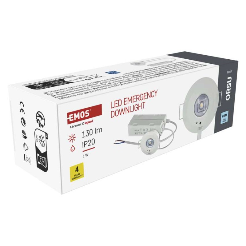 LED Núdzové svietidlo ORSU 1W 130lm 3h 12