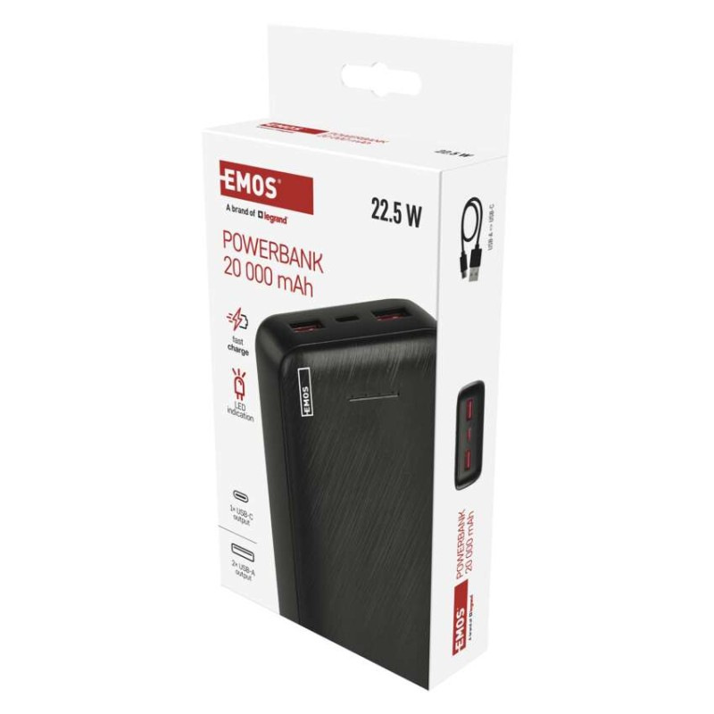 Power bank EMOS AlphaQ3, 20 000 mAh, 22,5 W, čierny 3