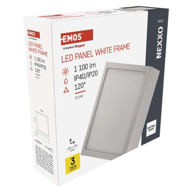 LED prisadené svietidlo, štvorec, biele, 12,5W,Neutrálna biela 8