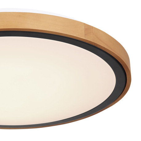 Stropné svietidlo, kov čierny, drevo hnedé, akryl biely, ø: 437mm, V:110mm, vrátane LED 24W 230V, 24 4