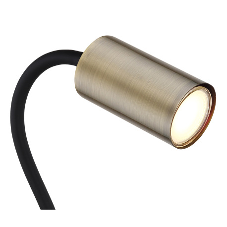 Nástenné svietidlo, štipcové, kov čierny, plast čierny, mosadz, čierny PVC kábel, s vypínačom na káb 7