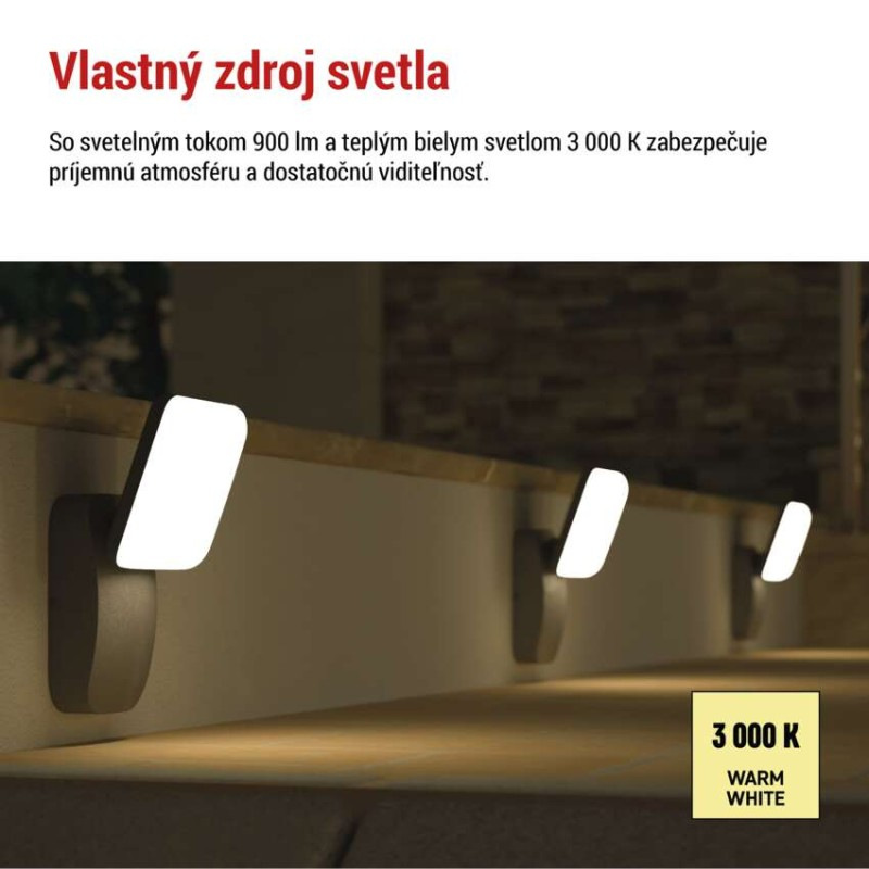 LED záhradné nástenné svietidlo NIKA, 12 x 12 x 20 cm, 12,5 W, teplá biela 3