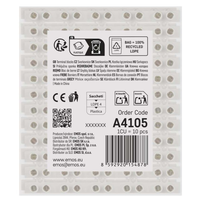 Skrutková svorkovnica 12× 2,5–4mm2, 450 V, biela, 10 ks 5