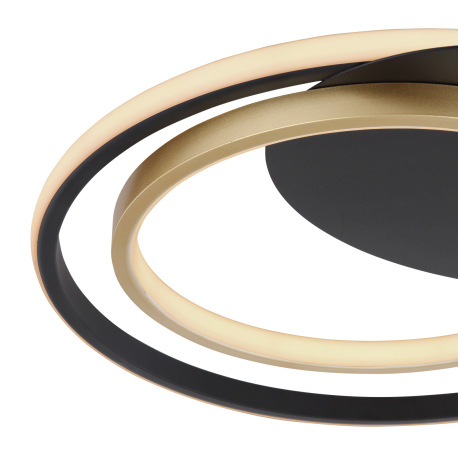 Stropné svietidlo, kov čierny, kov zlatý, akryl biely, pamäťová funkcia, nočné svetlo, stmievateľné, 5