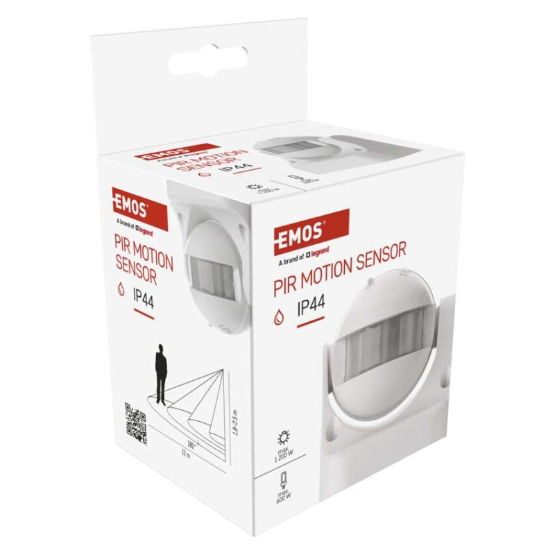 PIR senzor (pohybové čidlo) IP44 1200W, biely 6