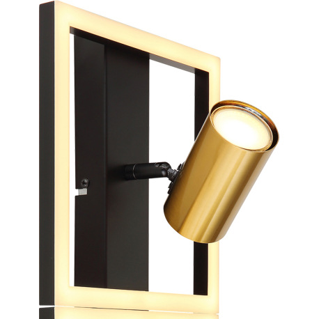 Nástenné svietidlo kov čierny matný, kov mosadz matná, plast biely, DxŠxV: 440x220x155mm, vrátane LE 5