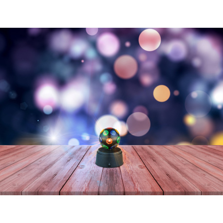 Dekoratívne svietidlo, čierny plast, plast multicolor, otočná disko guľa, vypínač, bez batérií 3xAA 1