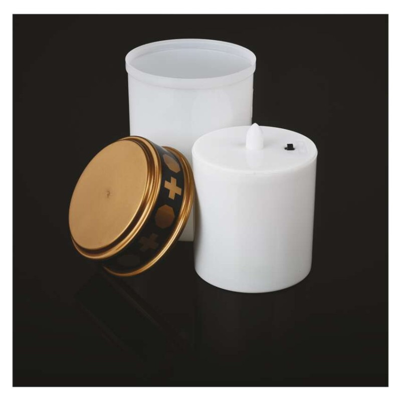 LED náhrobná sviečka, 12,5 cm, 2x C, vonkajšia aj vnútorná, vintage, časovač 10