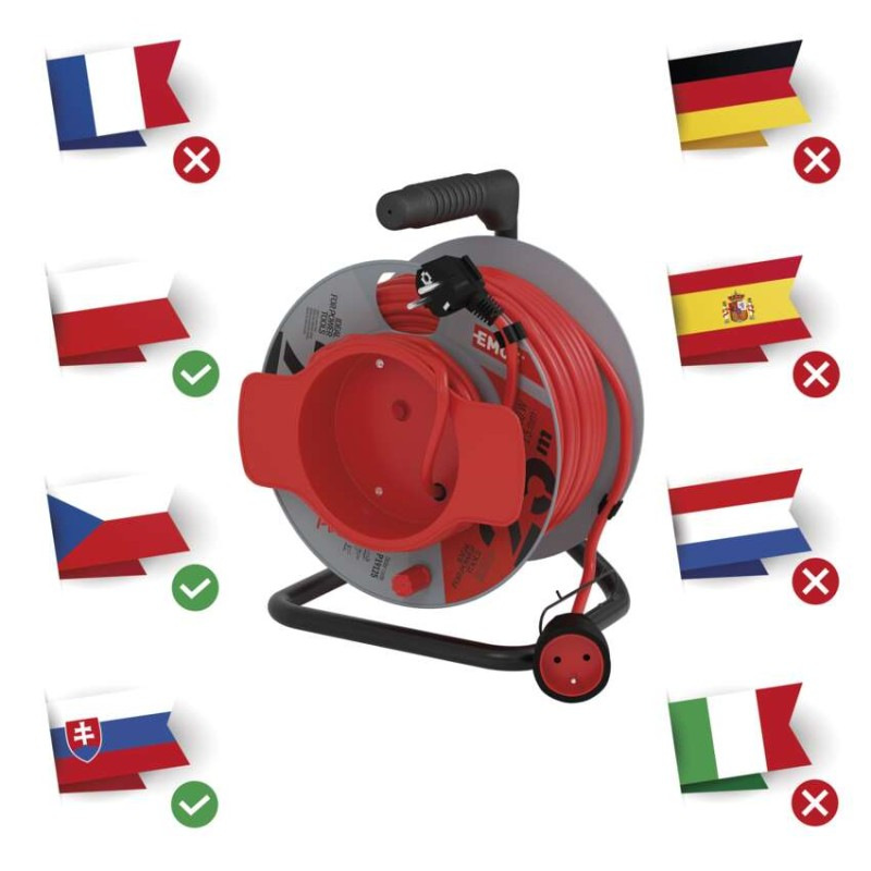 Predlžovací kábel na bubne 25 m / 1 zásuvka / červený / PVC / 230 V / 1,5 mm2 4