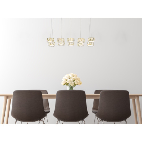 Závesné svietidlo, kov, chróm, akryl, sklenené kryštály, 4 LED spoty vo vrchnej časti svietidla, DxŠ 9