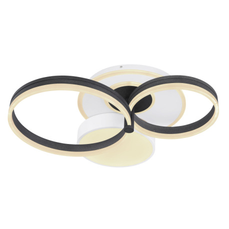 Stropné svietidlo, kov biely/čierny, akryl biely, stmievateľné, prepínanie funkcií nástenným vypínač