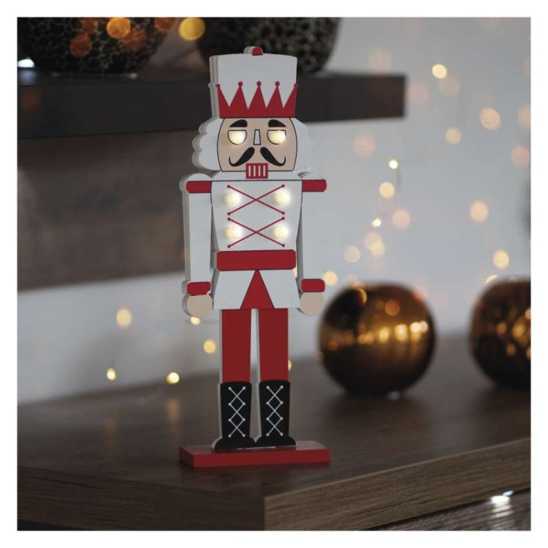 Drevený luskáčik, 29 cm, 1× CR2032, vnútorný, teplá biela 3