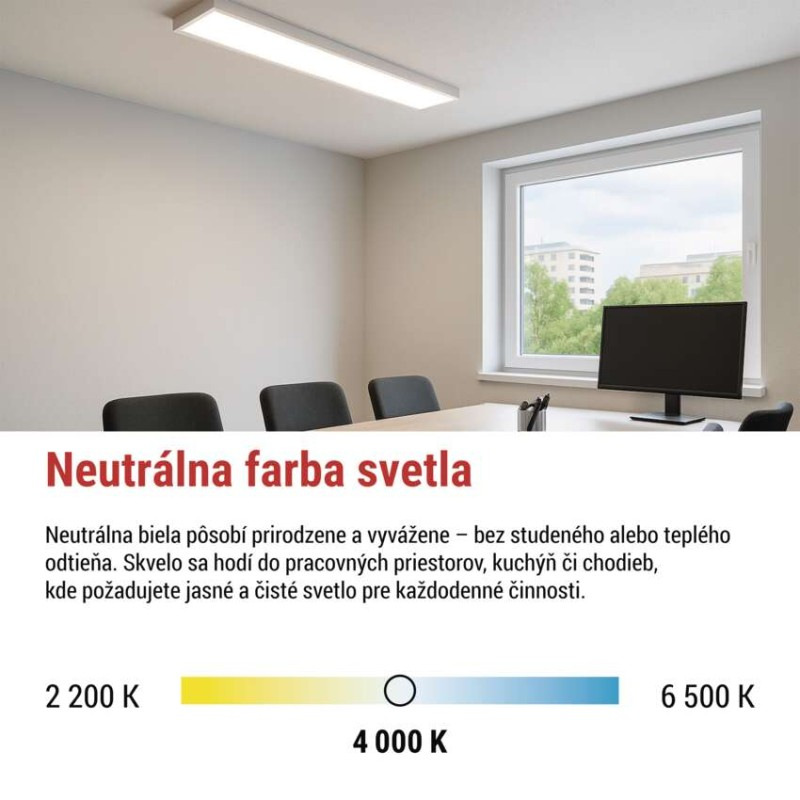 LED panel BAXXO 30×120, obdĺžnikový prisazeny biely, 36W neutr. b. 6