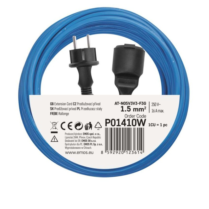 Špeciálny predlžovací kábel 10 m / 1 zásuvka / PVC / 230 V / 1,5 mm2 8