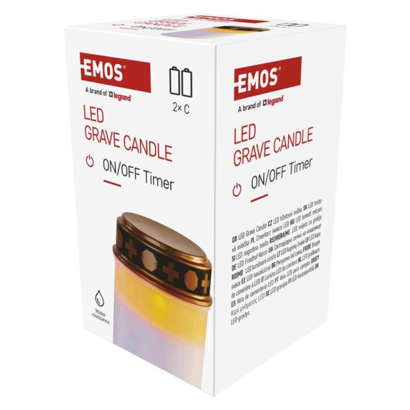 LED náhrobná sviečka, 12,5 cm, 2x C, vonkajšia aj vnútorná, vintage, časovač 1