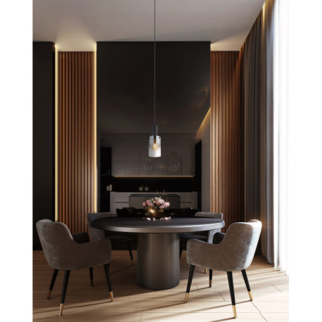 Závesné svietidlo, kov čierny, sklo dymové, priehľadné, kábel PVC čierny, možnosť skrátenia výšky, ø 10