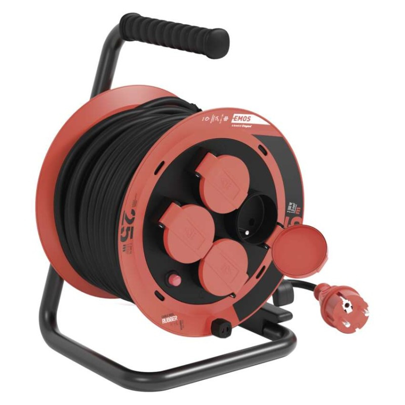 Vonkajší predlžovací kábel na bubne 25 m / 4 zásuvky / guma / 230 V / 1,0 mm2 / IP44 10