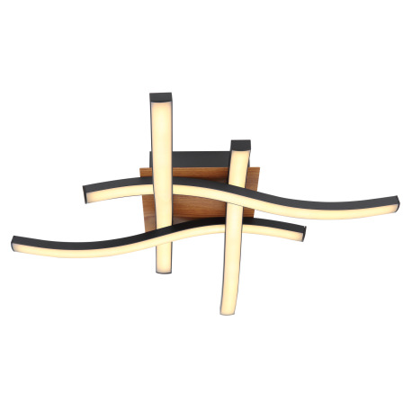 Stropné svietidlo, kov čierny, imitácia dreva, akryl biely, DxŠxV: 430x430x75, vrátane 1xLED 20W 230 3