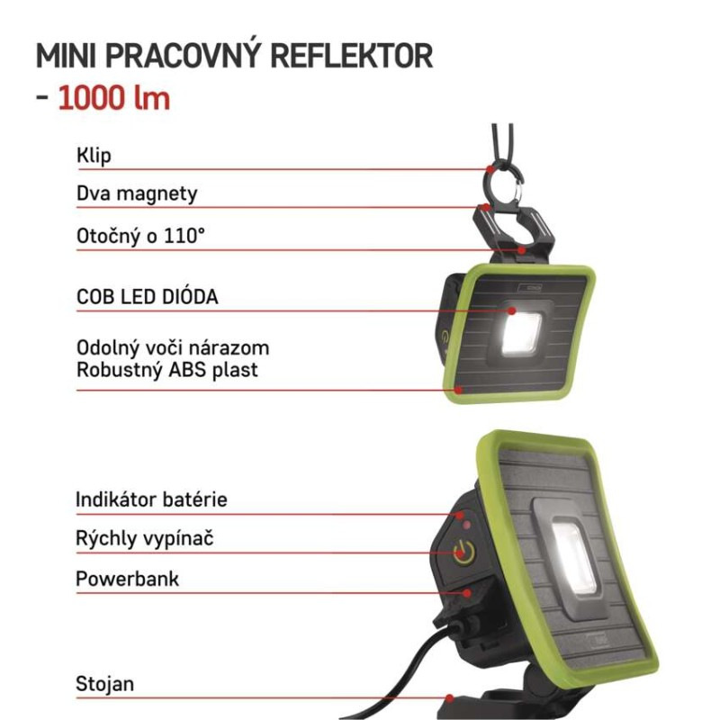LED nabíjací pracovný reflektor P4539, 1000 lm 1
