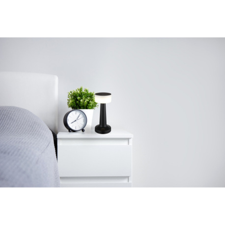 Nabíjateľná stolová lampa, plast čierny a biely, dotykové zapnutie/vypnutie, plynulé dotykové stmiev 12