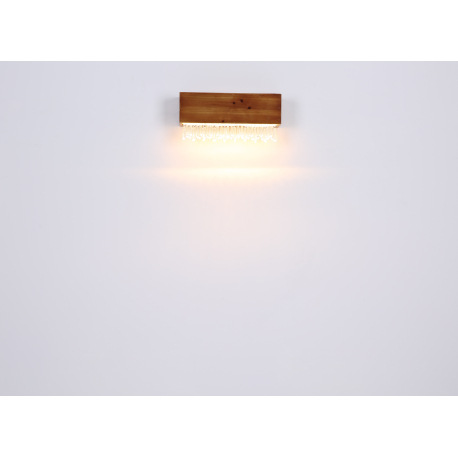 Nástenné svietidlo, kov čierny, drevo hnedé, plast opál, plastové kryštály číre, ŠxV: 370x170, H: 11 7