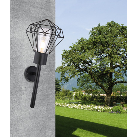 Vonkajšie svietidlo, nehrdzavejúca oceľ čierna, kov čierny, plast priehľadný, IP44, ŠxV: 225x585, H: 1