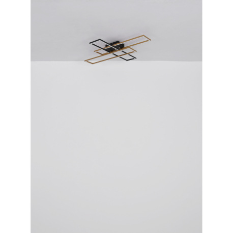 Stropné svietidlo, kov čierny, hliník čierny, hliník zlatý, plast biely, polohovateľné, DxŠxV: 800x6 18