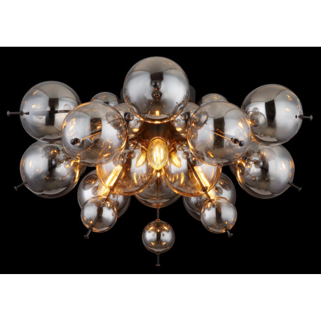 Stropné svietidlo, kov čierny, sklenené gule dymovej farby, ø: 550 mm, V: 280 mm, sklenené gule Ø: 1 2
