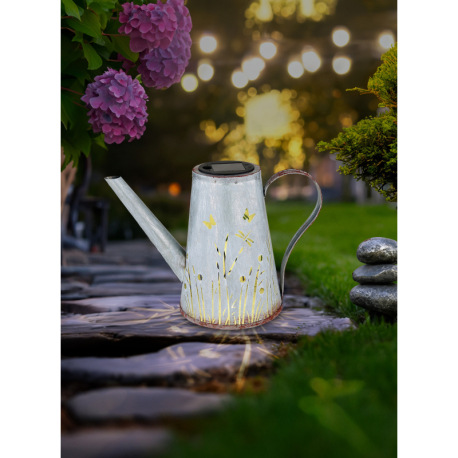 Solárne svietidlo, kov modrý antik, dekoratívne rezy, farba imitácia hrdze, plast čierny, vypínač, a 2