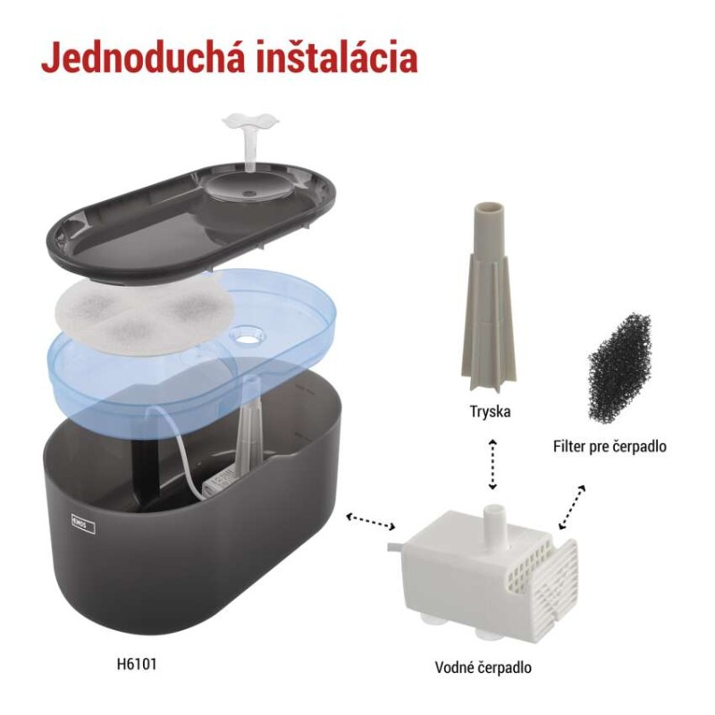 Vodná fontána Pet Care, 2,6 l, sivá 1