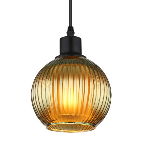 Závesné svietidlo, kov čierny, sklenená guľa zelená, biela, kábel PVC čierny, možnosť skrátenia výšk 12