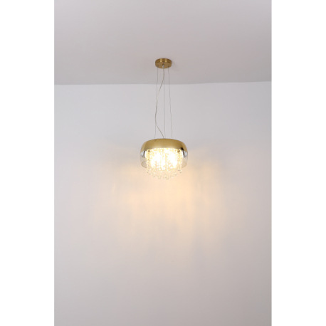 Závesné svietidlo, mosadz, sklo zlaté, priehľadné sklenené krištále, Ø 350, V: 1200, bez žiaroviek 5 5