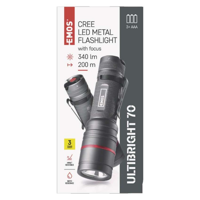 CREE LED kovové svietidlo Ultibright 70, 340lm, 3xAAA 9