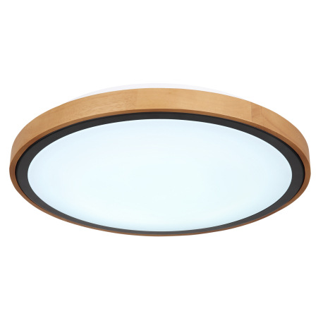 Stropné svietidlo, kov čierny, drevo hnedé, akryl biely, ø: 437mm, V:110mm, vrátane LED 24W 230V, 24 6