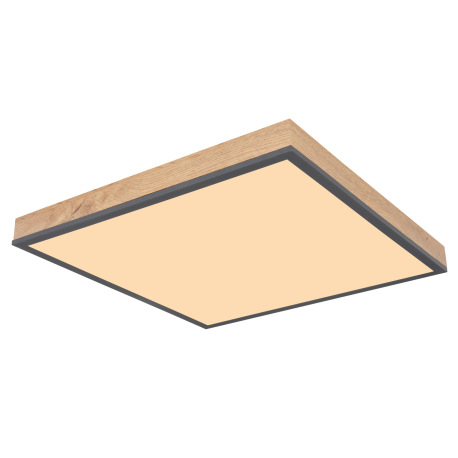 Stropné svietidlo, hliník, grafit, imitácia dreva, akryl biely, rám vo vzhľade dubu, DxŠxV: 450x450x
