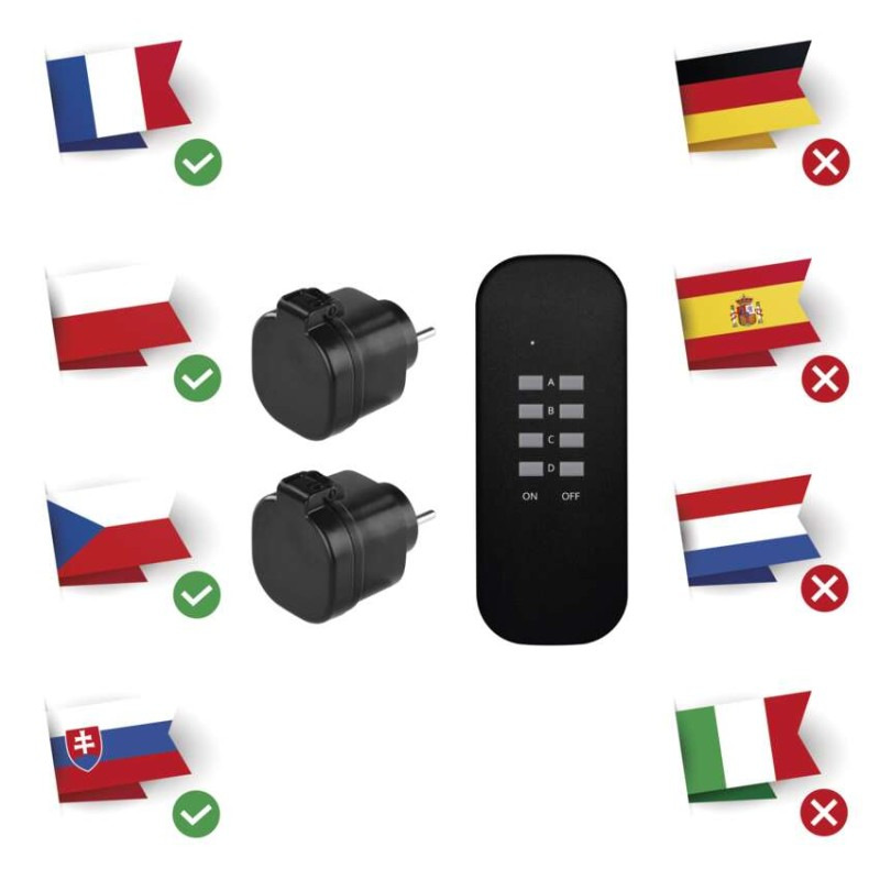 Diaľkovo ovládané zásuvky IP44, čierne 1