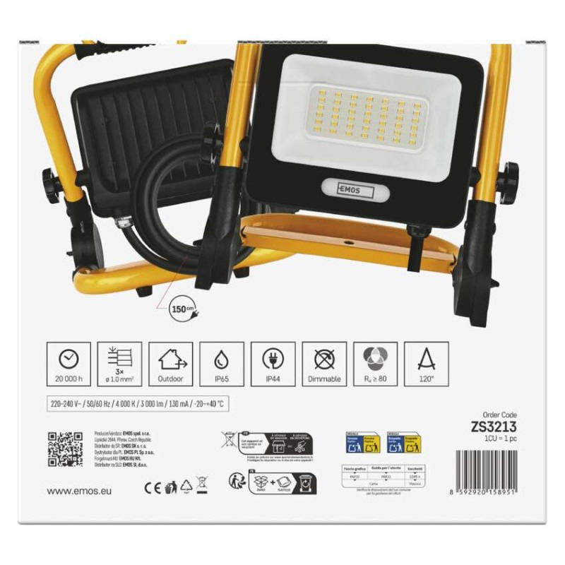 LED reflektor GLARO 30 W, žlto-čierny, IP65, 3000 lm, neutrálna biela 13