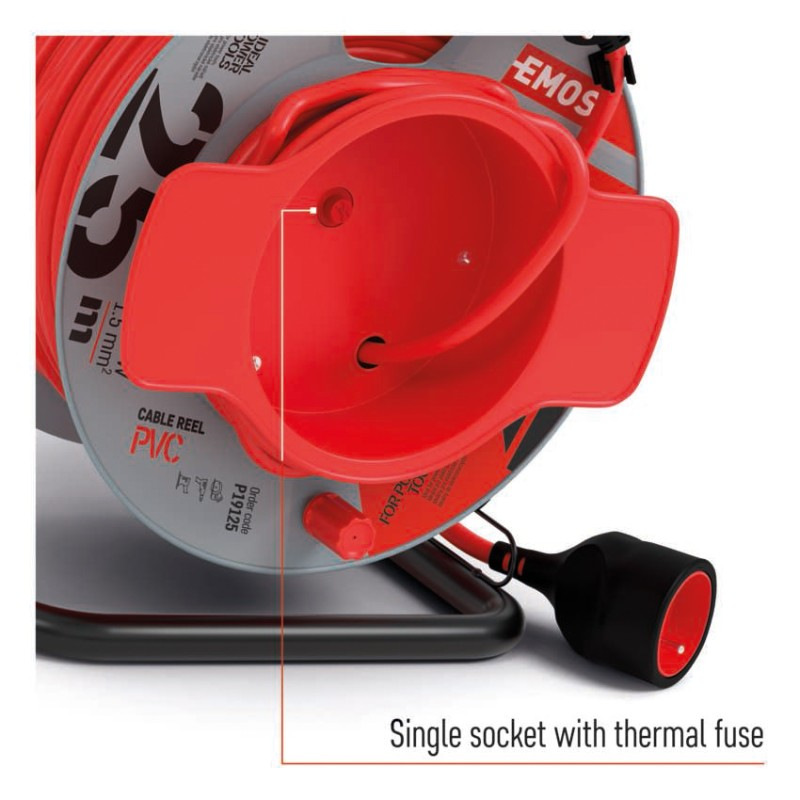 Predlžovací kábel na bubne 25 m / 1 zásuvka / červený / PVC / 230 V / 1,5 mm2 2