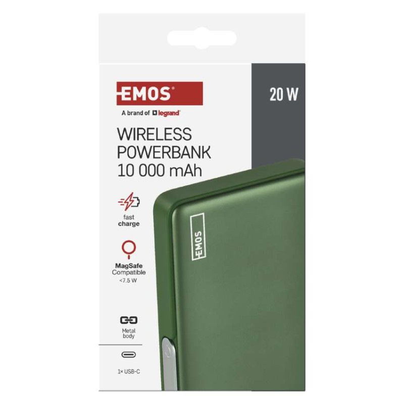 Power bank EMOS WI 1031, 10 000 mAh, 20 W+Wireless, army-green 13