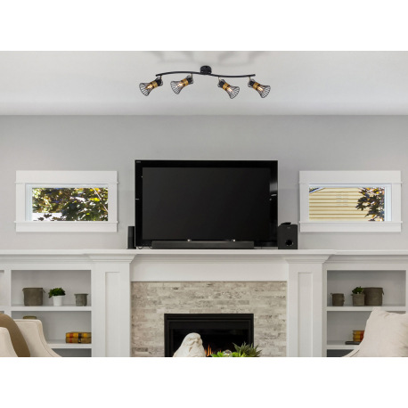 Stropné svietidlo, kov čierny a zlatý, kovové tyče čierne a zlaté, nastaviteľné, DxV:700x220, bez ži 1